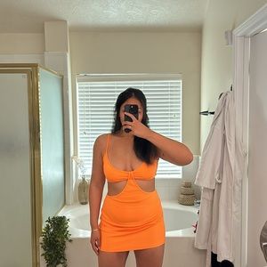 Orange Cutout Mini Dress